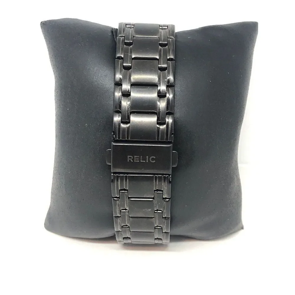 Relic ZR12053 Men's Black Stainless Steel Analog Black Dial Quartz Watch HO174